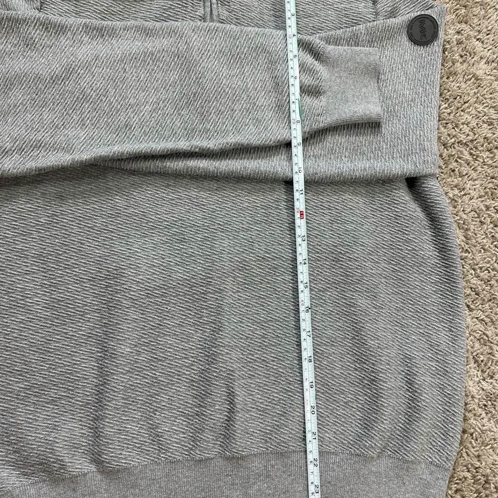 #2520  Michael Kors Sz L Heather Gray Sweater 1/4 Zipper 100% Cotton